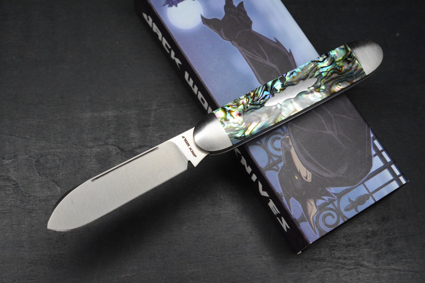 NEW Jack Wolf Knives Gateway Barlow Equal End - Abalone / Satin Sandvik Blade