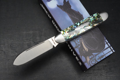 NEW Jack Wolf Knives Gateway Barlow Equal End - Abalone / Satin Sandvik Blade