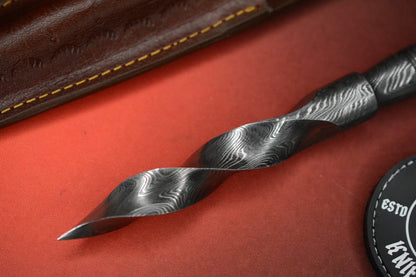 RARE Renaissance Customs Hand Forged Premium Tri Blade Fixie - Twisted Damascus
