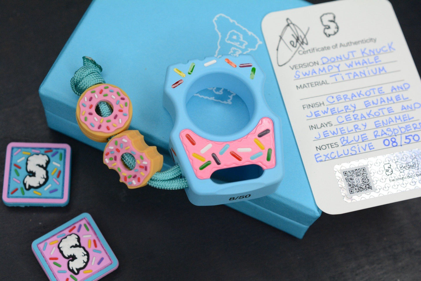 RARE SWAMP EDC Swampy Alligator Donut Blue-Dessert Warrior SN 8/50 Re Microtech