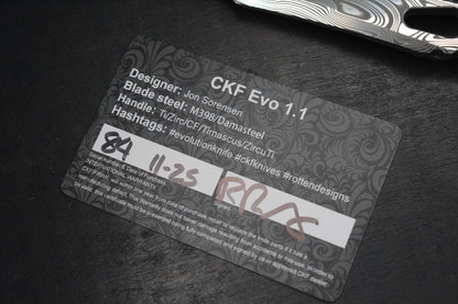 RARE Custom Knife Factory Rotten Evo 1.1 Full Dress Zircuti & Damasteel