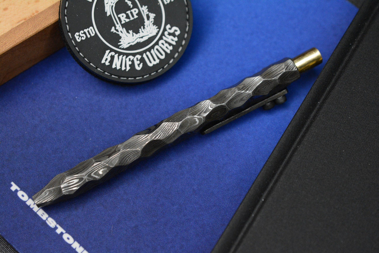 RARE Royal Creations Damascus & Copper Slide Bolt Pen USA