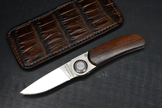RARE Gerber Paul Knife 2PW Cocobolo Wood Handles w/ Robertson Gator Sheath