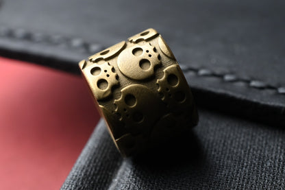 RARE Playge Skall Pattern Bead - Antique Brass