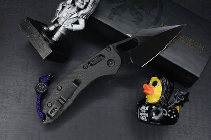 NEW Microtech Stitch-Ram-Lok Carbon Fiber Black DLC w/ Playge Skall & Ozzy Pack
