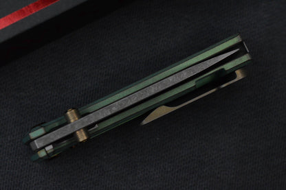 NEW CHAVES Knives RCK9 - Green Dragon Scale Mod Ti / M390 Drop Point / Ano Ti