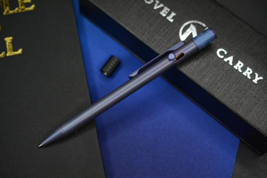 NEW Novel Carry x Urban EDC Axial Spinner Pen - Blurple Ti w/ Chaos Seigahai