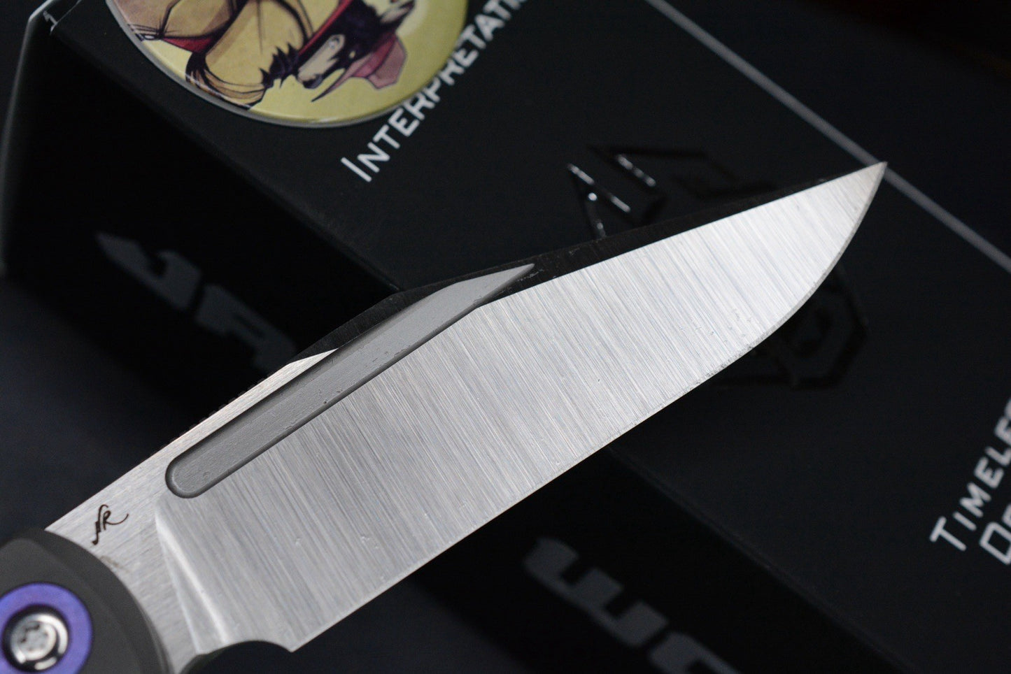 NEW Jack Wolf Knives Scuffle Flipper Crystallized Blurple Ti - Clip Point S90V