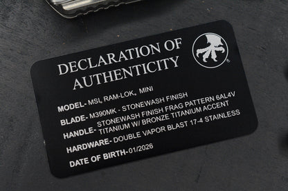 RARE Microtech MSI MINI - Ti Frag Handle/ Brz Accents w/John Wick Pack & CH Bead