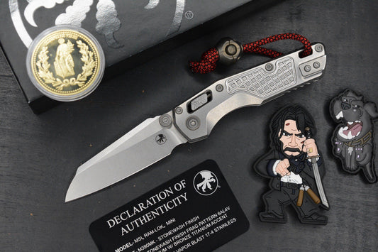 RARE Microtech MSI MINI - Ti Frag Handle/ Brz Accents w/John Wick Pack & CH Bead