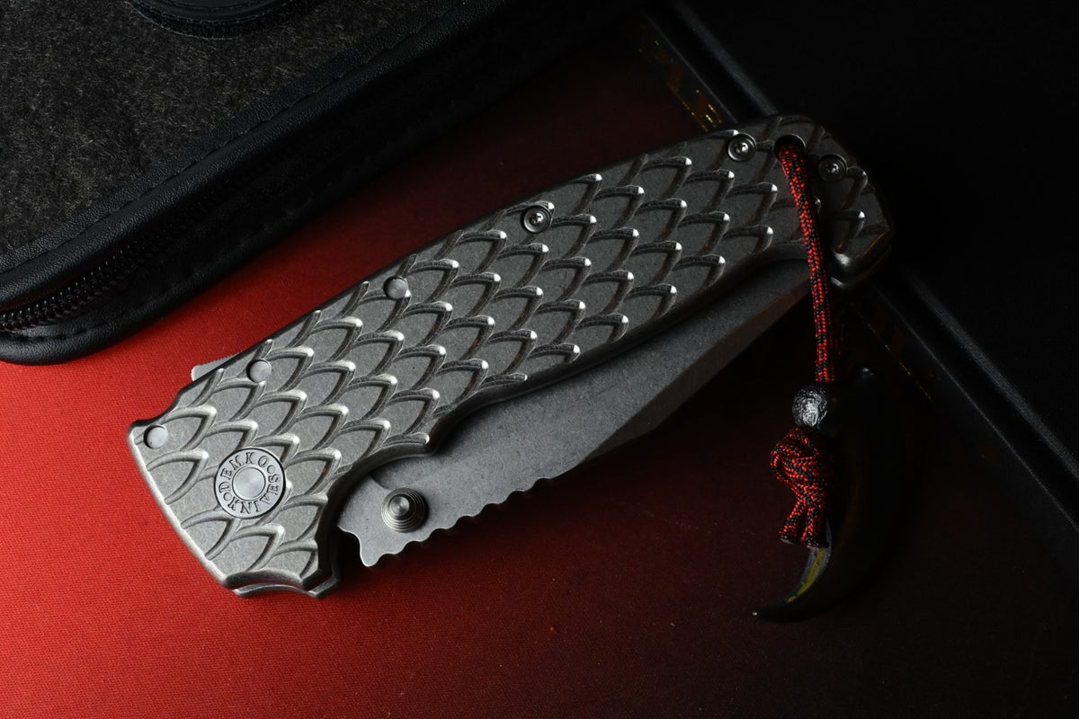 RARE Demko AD20 XXX - Full Ti Dragon Scale / CPM3V Clip Point w/Dragon Claw Bead