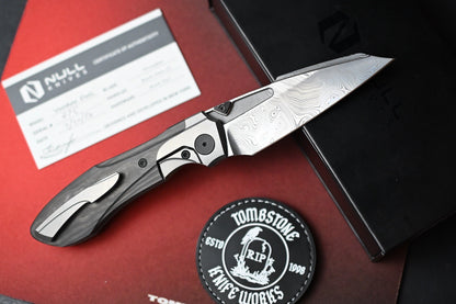 NEW Null Knives Voodoo Doll - Acid Wash Damasteel / Black Camo Carbon Fiber