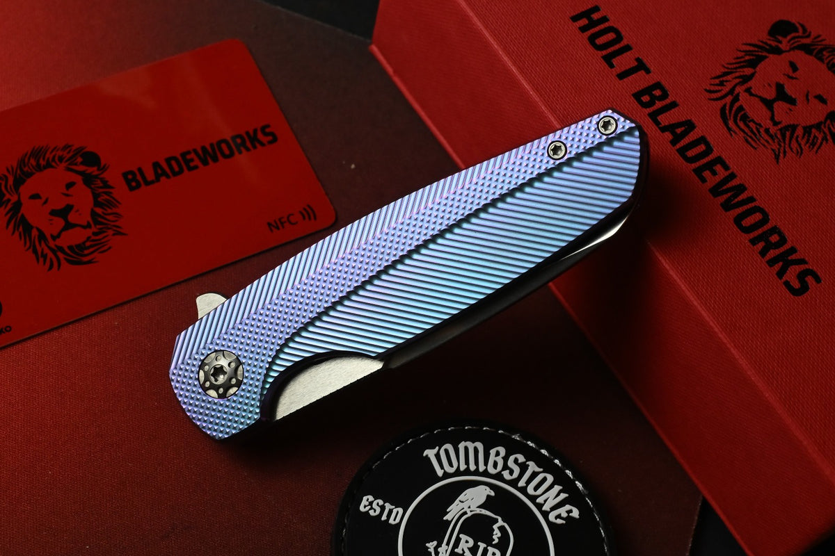 RARE Holt Bladeworks Haptic2.0 - Blurple Ano Checkered / Near Mirror M390
