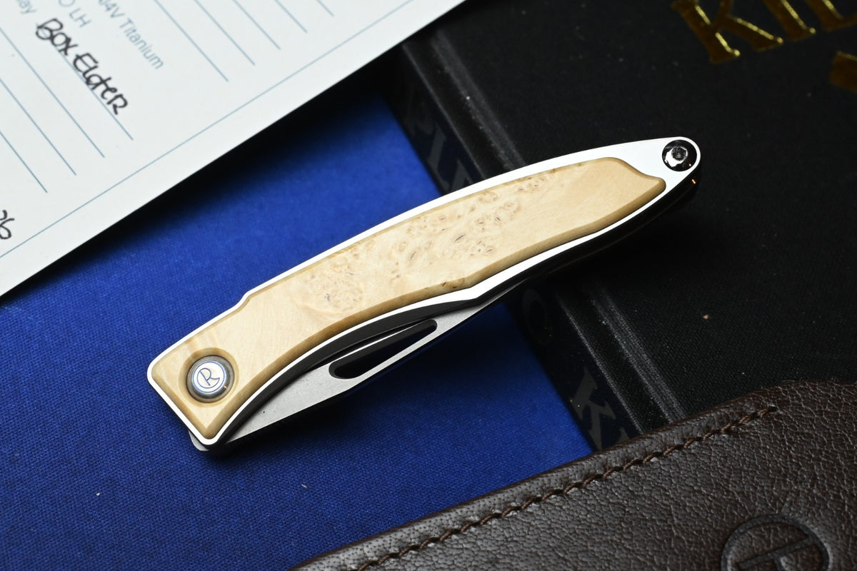 NEW Chris Reeve Mnandi - Box Elder Wood Inlay / Magnacut DP w/ Leather Sheath