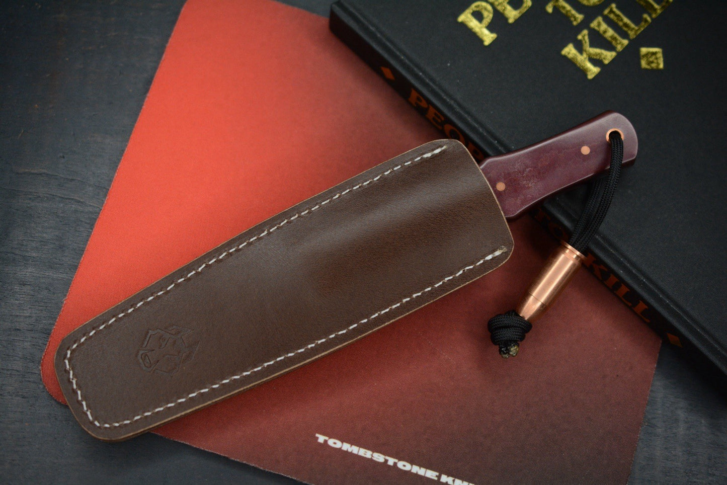 NEW Jack Wolf x LT Wright USA Vampire Hunter Redstone Richlite w/ Sheath & Bead