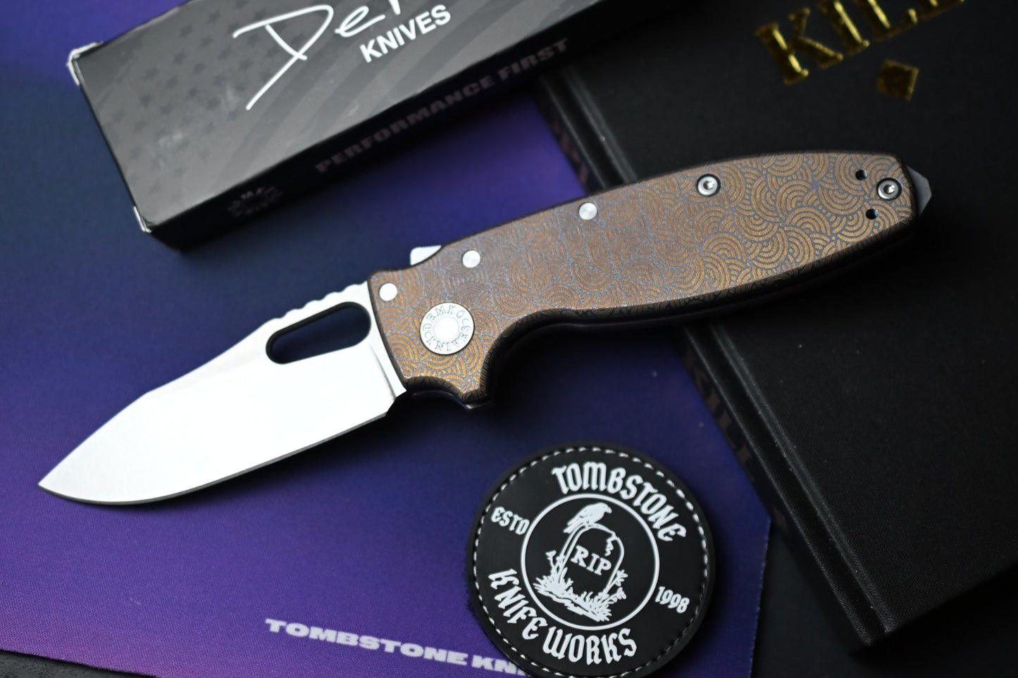 RARE Urban EDC x Demko Shark-A-Tac - Blue Ti & Bronze Chaos Seigaiha / MagnaCut