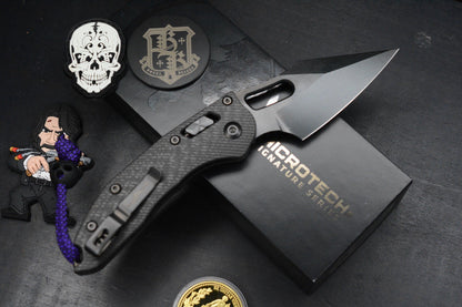 NEW Microtech Stitch-Ram-Lok Carbon Fiber Black DLC w/ Playge Skall & Extras
