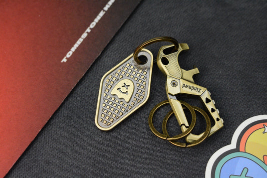 NEW WKRMN DESIGN BLACKENED FRAG TAG w/ Custom Brass Carabiner