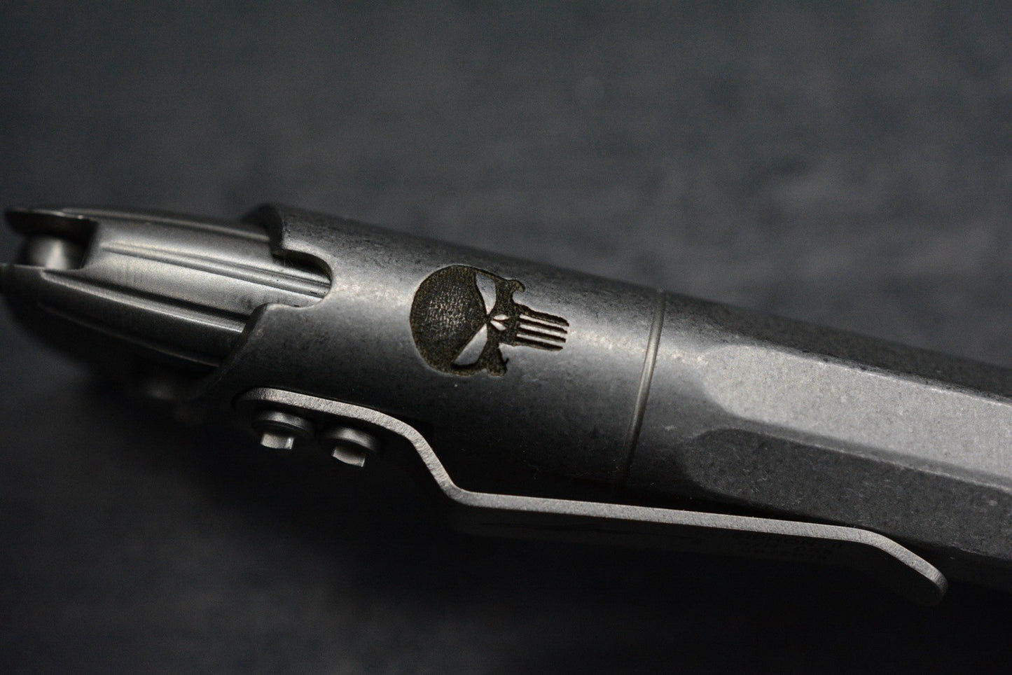 RARE Microtech Siphon II Stainless Tactical Pen Stonewashed Punisher SN055 2019