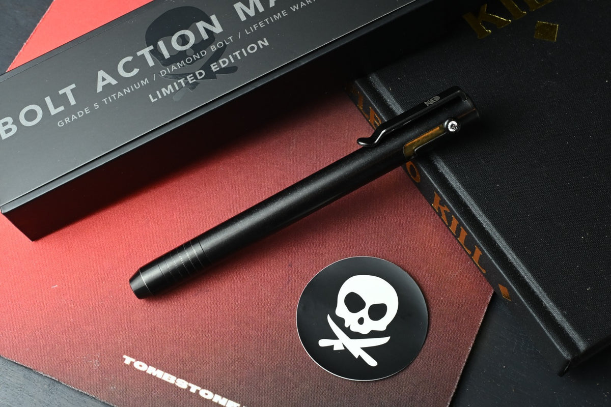NEW Pete’s Pirate Life Bolt Action Marker - Black Ti w/ .25 Carat Diamond Insert