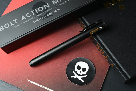 NEW Pete’s Pirate Life Bolt Action Marker - Black Ti w/ .25 Carat Diamond Insert