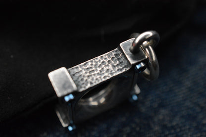 RARE Steel Flame KillboX Grail Pendant- Sterling Silver w/ Blue Ano Ti Hardware