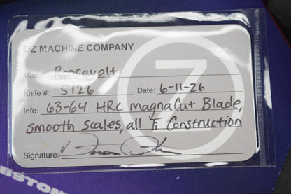 NEW Oz Machine Co Roosevelt STD Smooth Ti / Gold Ano Ti Hardware / MagnaCut Blade