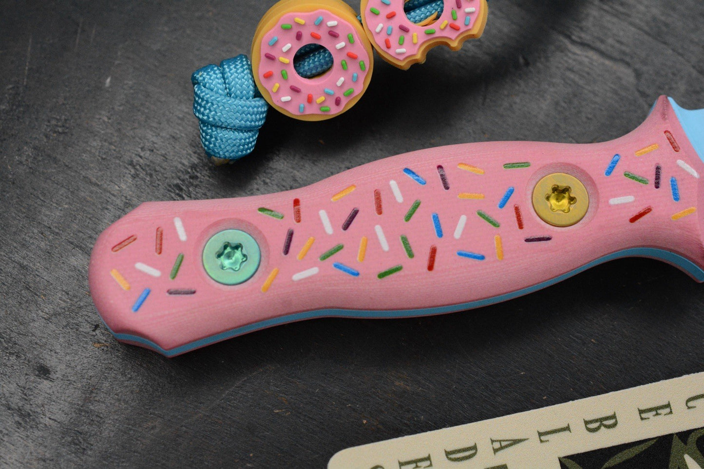 NEW Half Face Blades Dessert Warrior G-10 Trident Fixed Blade w/ Donut Bead Set