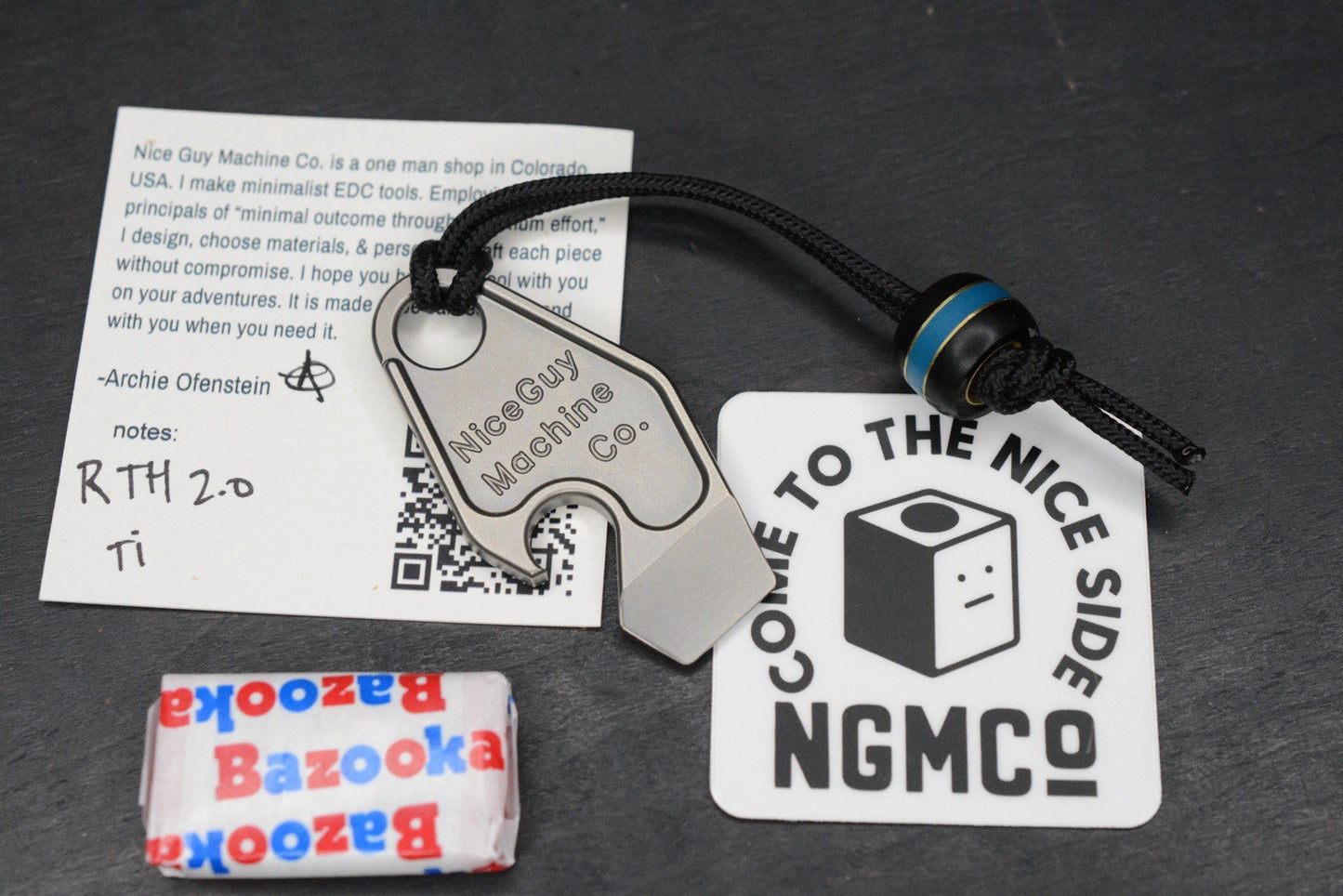 NEW Nice Guy Machine Co Return To Home Fob 2.0 Ti Pry NGMCo w/ Rare Micarta Bead