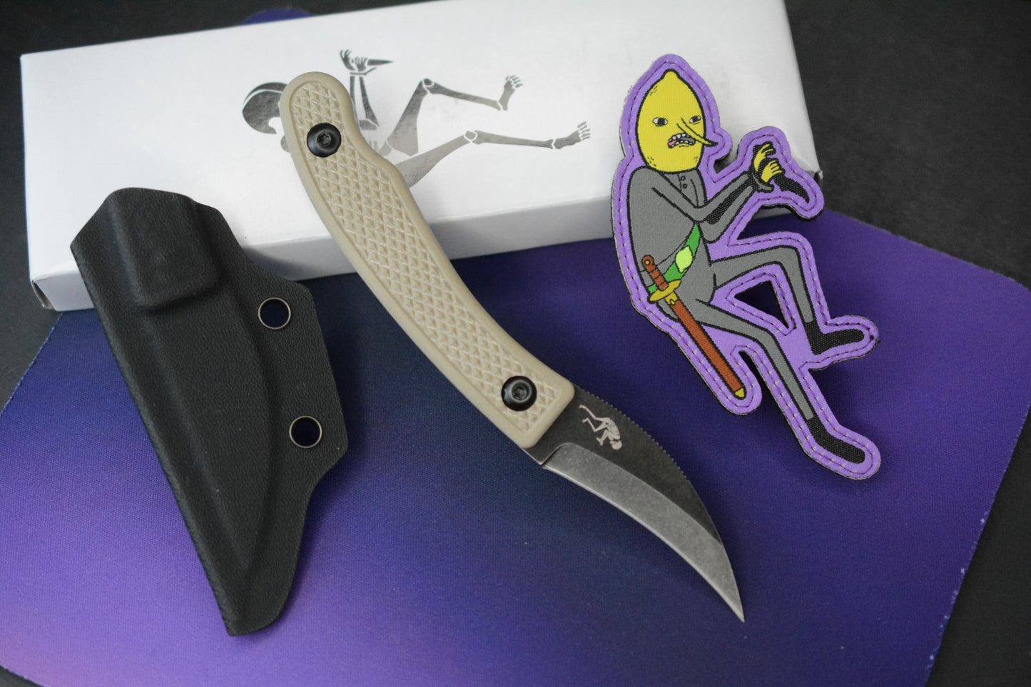 RARE Ed’s Manifesto & Sneakreaper Elvia Field Knife - Tan G10 / Acid Stonewash
