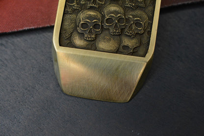 RARE “Fatboy Creations” Pile O’ Skulls Brass Pry Bar USA Made Handmade Re NGMCo
