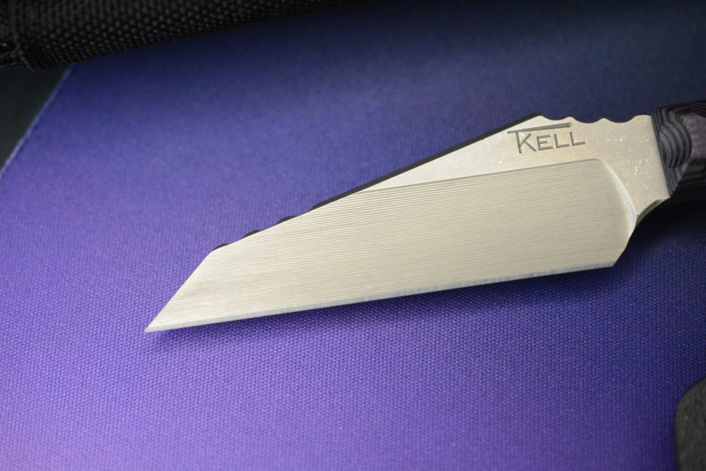 NEW T. Kell Knives WharnEDC Fixed Blade - Magnacut / Purple Marauder G10