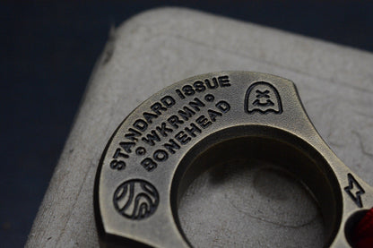 NEW WKRMN Bonehead Cyborg 1/4lb Paper Weight Brass w/ Brass Bead Re Microtech