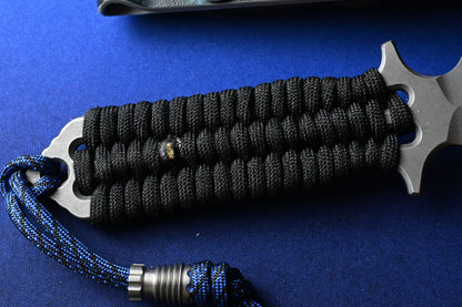 RARE Jed Hornbeak Custom Paracord Fixed Blade - 4.5” 3V w/ Poison Bead & Sheath