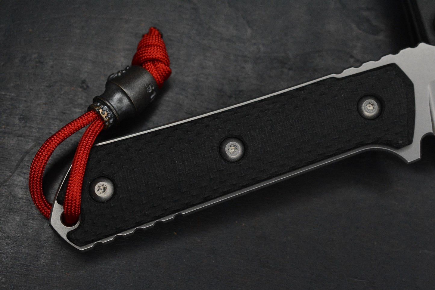 CUSTOM Burnley Kihoku Fixed Blade Black Micarta/AEBL Blade w/ Rare Poison Bead