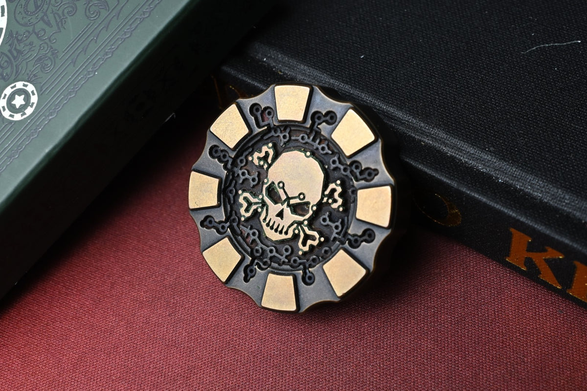 RARE HiTex Gear x Tech Pirate - Game Over THICK Chip - Engraved Brass