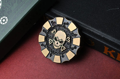 RARE HiTex Gear x Tech Pirate - Game Over THICK Chip - Engraved Brass