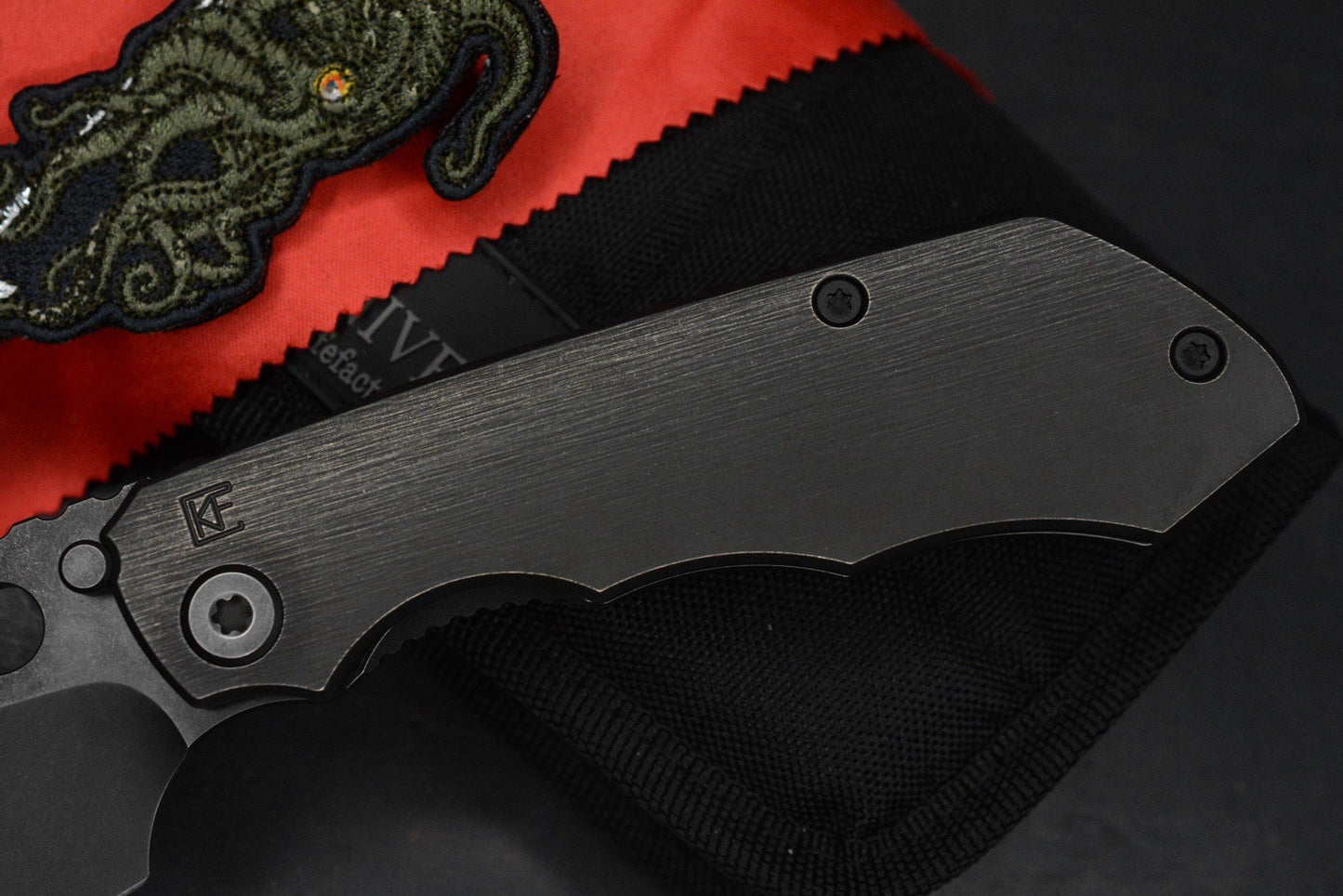 RARE Custom Knife Factory Rotten Evo 1.1 Barked Black DLC/S90V Matte