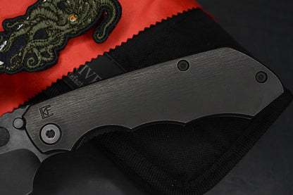 RARE Custom Knife Factory Rotten Evo 1.1 Barked Black DLC/S90V Matte