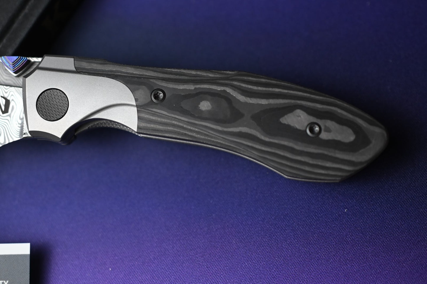 NEW Null Knives Voodoo Doll - Damasteel / Black Camo CF w/ Custom Timascus HDW