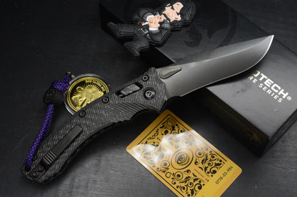 NEW Microtech Amphibian Ram Lok CF SHADOW w/ Playge Skall Bead & Wick Pack