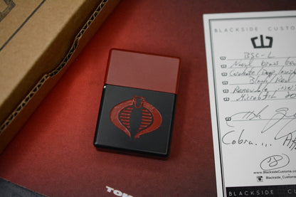 RARE++ BLACKSIDE Customs Brass Lighter - Cobra Edition Red/ Black w/ COA & Box