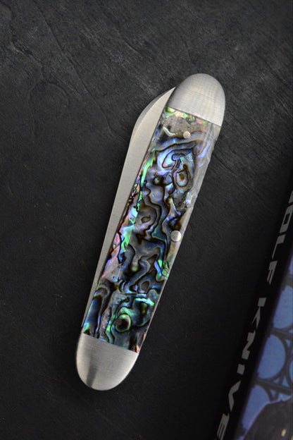 NEW Jack Wolf Knives Gateway Barlow Equal End - Abalone / Satin Sandvik Blade