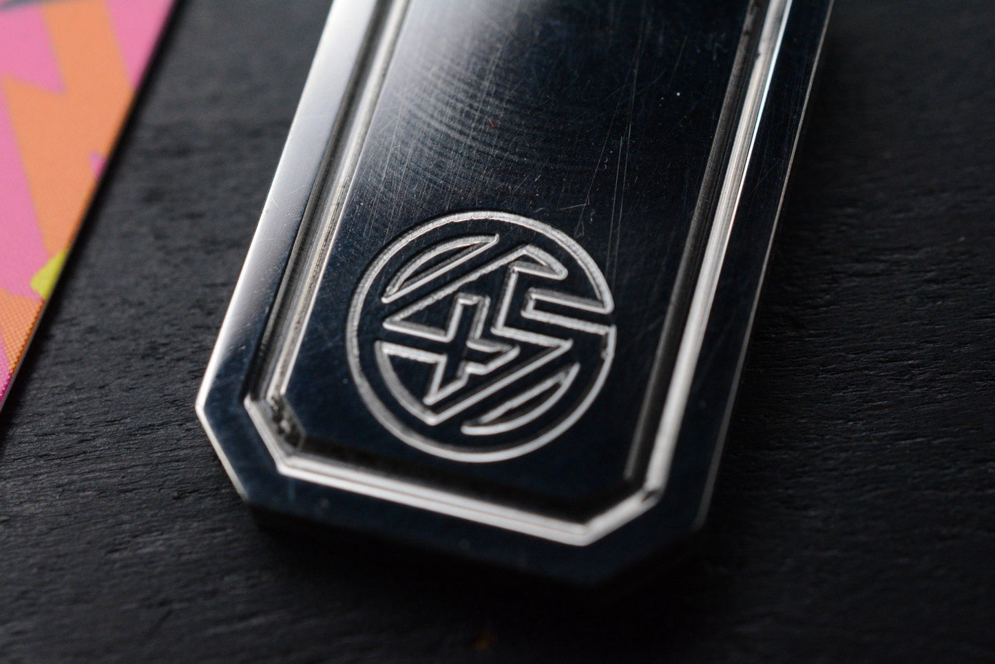 RARE 4t5 Design Mini Dog Tag Polished Titanium Stamped Logo Re Playge Microtech