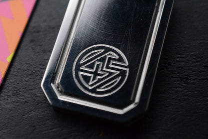 RARE 4t5 Design Mini Dog Tag Polished Titanium Stamped Logo Re Playge Microtech