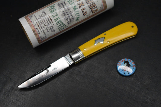 NEW Great Eastern Cutlery #745125 Northfield UNXLD Mustang Yellow Linen Micarta