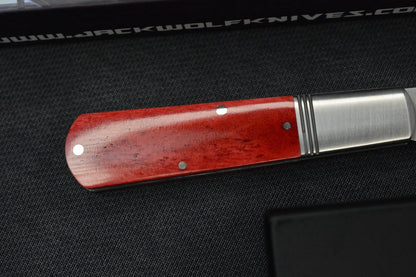 NEW Jack Wolf Gateway Barlow - Red Bone Handle/ Nickel Silver/ Sandvik 14C28N