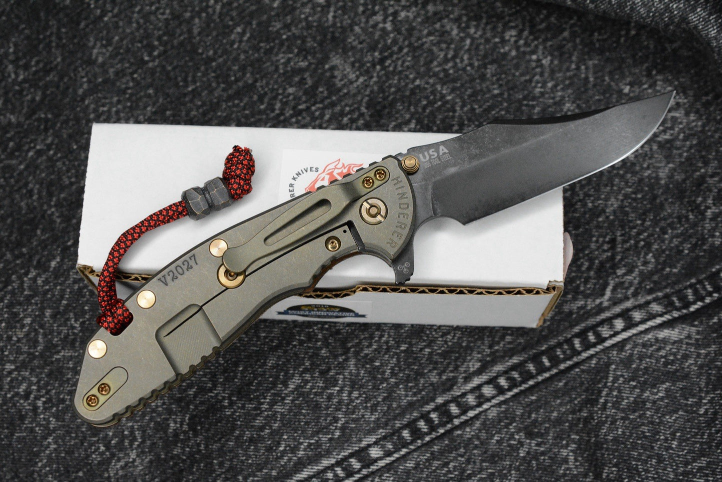 RARE Hinderer Skinny XM-24 - Walnut Handle/ Antique Green Ti - Battle Worn