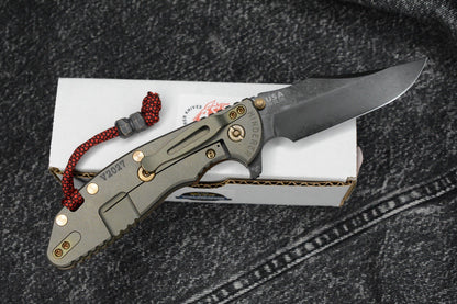 RARE Hinderer Skinny XM-24 - Walnut Handle/ Antique Green Ti - Battle Worn