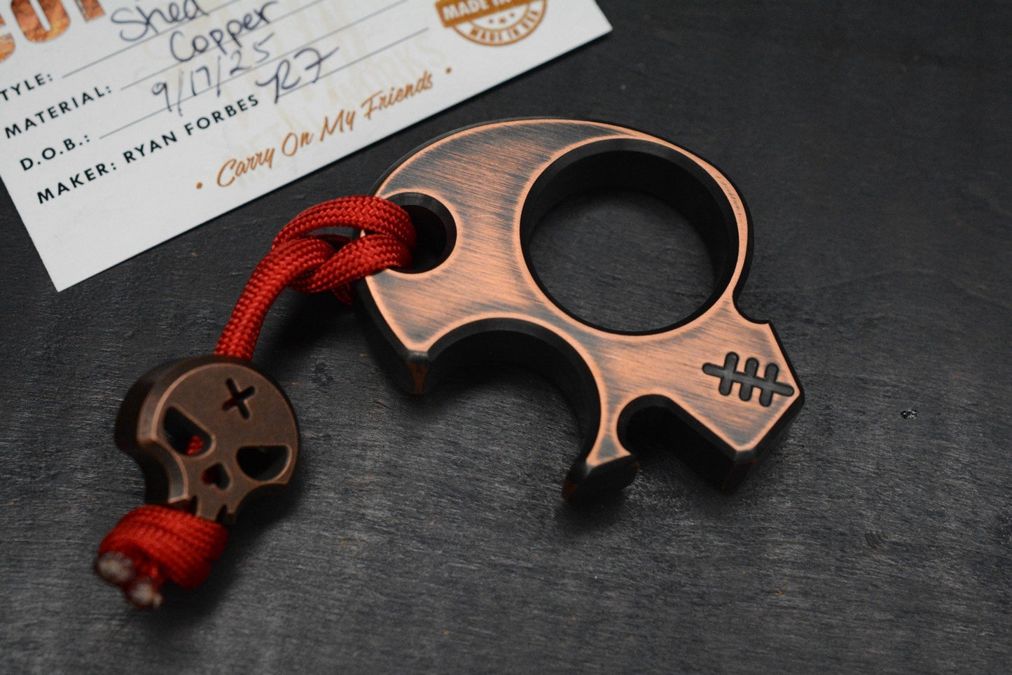 NEW Copper Shed “Shed Head” V6 Copper Bottle Opener w/ Necro Bead Re Microtech